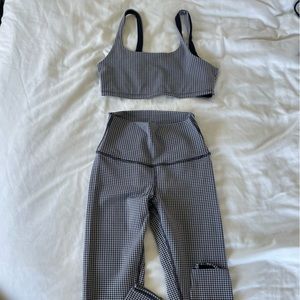 ALO Yoga Gingham Leggings& Top Set perfect for winter